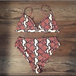 NWOT High Waisted Snakeskin Pattern Bikini